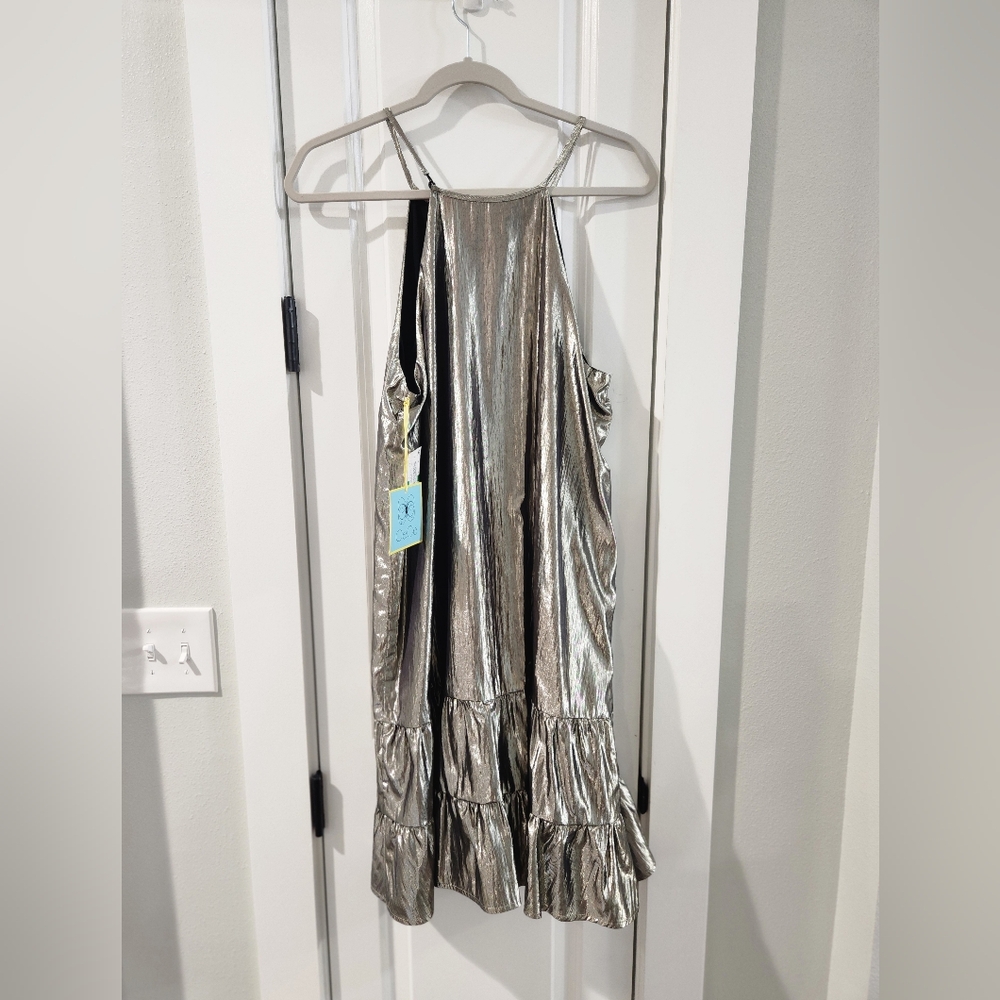 CeCe Silver Pleated One Shoulder Mini Dress - Picture 6 of 10